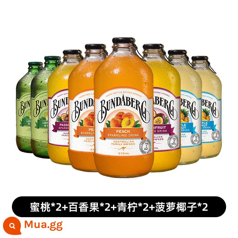 Úc Bundesberg soda bundaberg gừng nước gừng khô nước chanh nước có ga nước giải khát nhập khẩu hàng đầu cửa hàng - [8 chai] Đào*2+chanh leo*2+chanh*2+dứa dừa*2