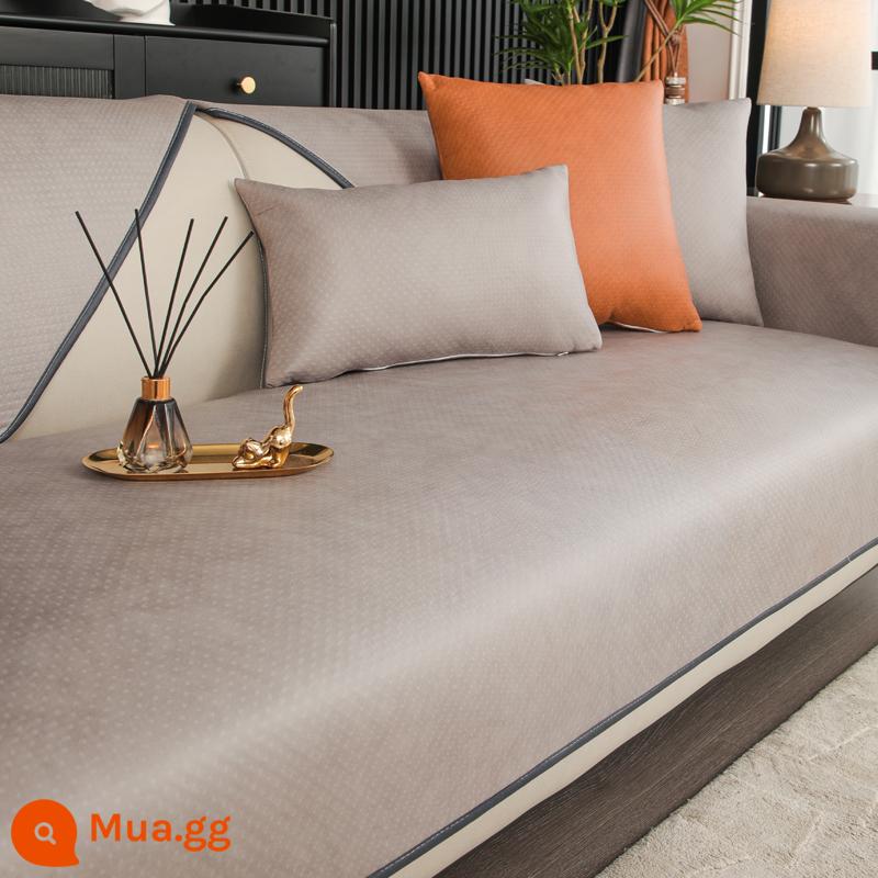 Đệm sofa không thấm nước ánh sáng hiện đại sang trọng công nghệ cao vải chống trượt chống nước tiểu bốn mùa đệm ghế lông chống dính phổ quát - Vải kỹ thuật-màu xám nhạt