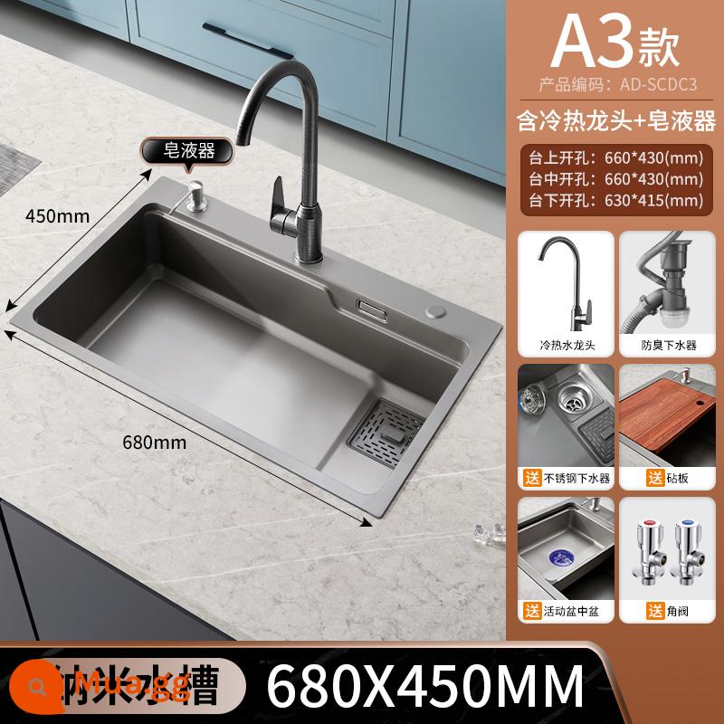 Súng Đức rửa Basin Back Back - [Mẫu A3] Chậu rửa 68*45cm + vòi nóng lạnh + bình đựng xà phòng