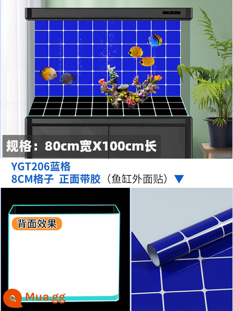 Cá Nền Dán Đáy Xe Tăng Tự Dính Đen Nguyên Chất Xanh Trắng Bể Cá HD 3D Kính Xe Tăng Phim - Bản dán mặt trước, lưới xanh, rộng 80cm x dài 100cm