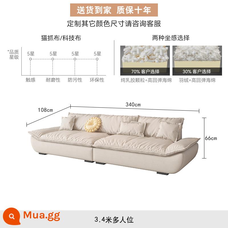 baxter thuyền buồm sofa xuống vải công nghệ 2023 phòng khách mới 4 người phong cách kem đơn giản hiện đại - Thêm 3,4 mét chỗ ngồi