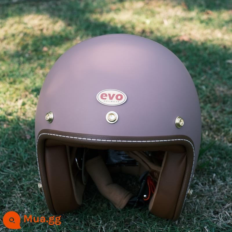 Đài Loan Evo Retro Mũ bảo hiểm Harley Django Vespa đạp Jinjila đầu máy xe lửa 3/4 nửa nam nữ - Bột Pháp sang trọng mờ