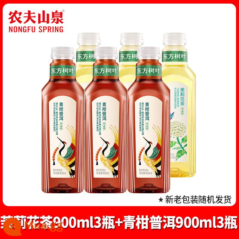 Nongfu Spring lá phương đông nước uống trà ô long đen không đường 900ml*12 chai trà lài hộp đầy đủ 500ml - [900ml*6 chai] Hỗn hợp hoa nhài + Puer