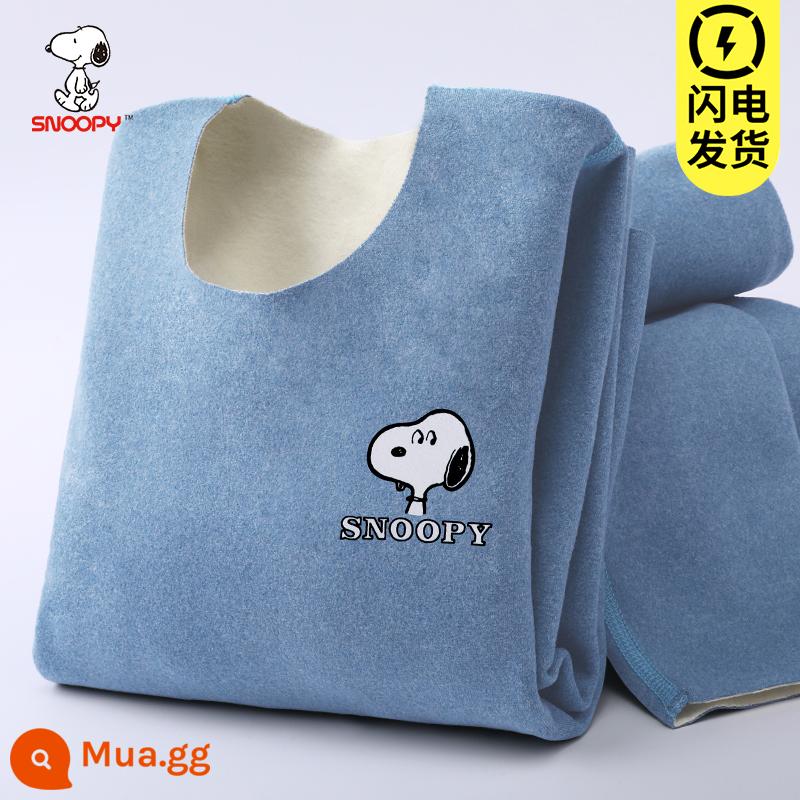 Snoopy quần áo mùa thu trẻ em quần vệ sinh cơn sốt bé trai quần lót cotton Plus nhung dày dặn bé trai lớn giữ ấm - Snoopy (màu xanh da trời)