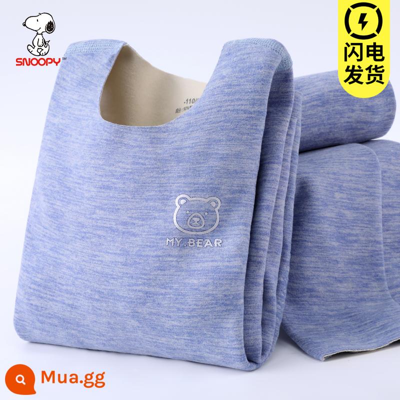 Snoopy quần áo mùa thu trẻ em quần vệ sinh cơn sốt bé trai quần lót cotton Plus nhung dày dặn bé trai lớn giữ ấm - Winnie the Pooh (nâng cấp không dấu vết - thêm miếng dán bảo vệ bụng) màu xanh sương mù