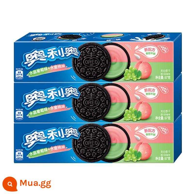 Oreo Original Socola Mỏng Giòn Nhẹ Bánh Sandwich Kem Hoa Anh Đào 97g Bánh Sandwich - [3 hộp] Hương nho và đào 97g