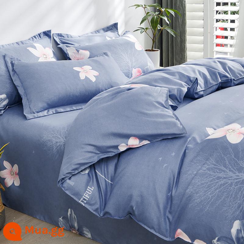 Vỏ chăn một mảnh cotton nguyên chất đơn và đôi mùa thu đông 1,5 mét ký túc xá 150x200x230 vỏ chăn dày chải 180 - Đời hoa