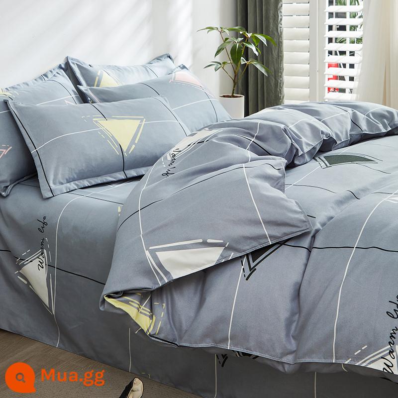 Vỏ chăn một mảnh cotton nguyên chất đơn và đôi mùa thu đông 1,5 mét ký túc xá 150x200x230 vỏ chăn dày chải 180 - màu xám nguyên tố