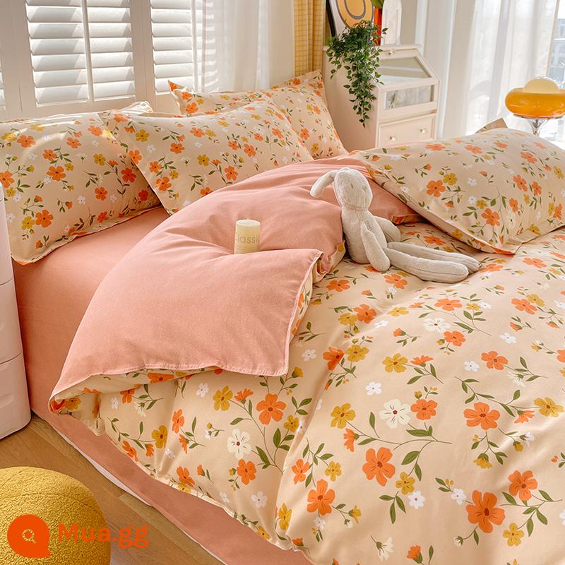 Vỏ chăn một mảnh cotton nguyên chất đơn và đôi mùa thu đông 1,5 mét ký túc xá 150x200x230 vỏ chăn dày chải 180 - Người đẹp biết nói