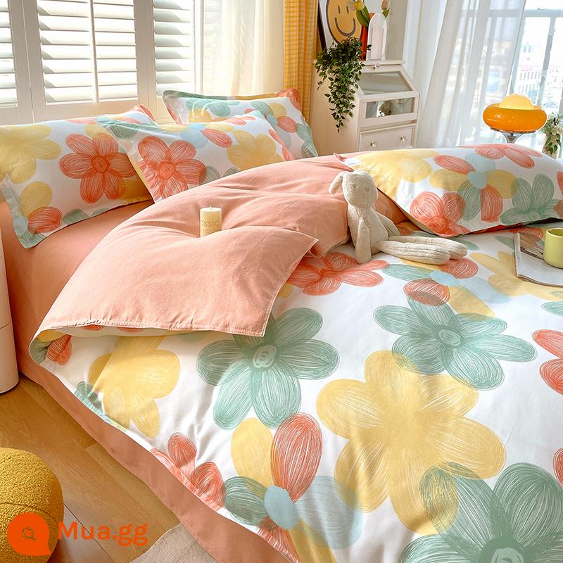 Vỏ chăn một mảnh cotton nguyên chất đơn và đôi mùa thu đông 1,5 mét ký túc xá 150x200x230 vỏ chăn dày chải 180 - S