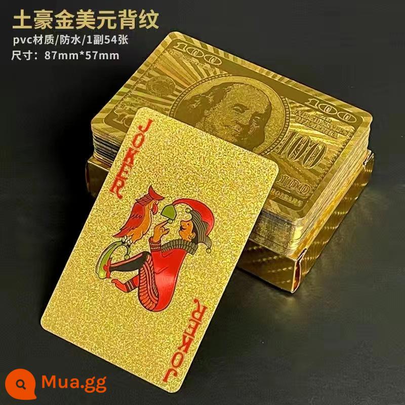 Chơi bài bằng nhựa PVC xi không thấm nước màu vàng xi địa phương bạo chúa vàng thẻ poker sáng tạo lá vàng xi - Đô la vàng [phiên bản nhựa dày]