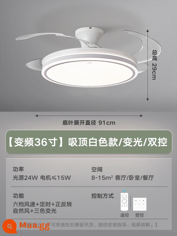 Đèn quạt trần Oaks Đèn quạt trần Phòng ăn Phòng khách Đèn tắt tiếng tại nhà Phòng ngủ hiện đại sang trọng Đèn treo trần tích hợp Đèn quạt trần tích hợp - [Toàn phổ] Trắng 36 inch - gió 6 tốc độ tần số thay đổi - ánh sáng thay đổi - cắt đôi