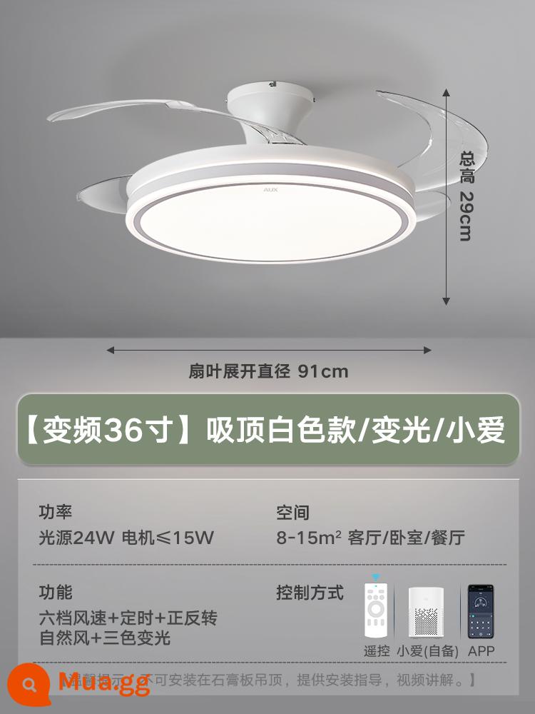 Đèn quạt trần Oaks Đèn quạt trần Phòng ăn Phòng khách Đèn tắt tiếng tại nhà Phòng ngủ hiện đại sang trọng Đèn treo trần tích hợp Đèn quạt trần tích hợp - [Toàn phổ] Trắng 36 inch - Tần số thay đổi 6 tốc độ - mờ - Xiaomi Xiaoai