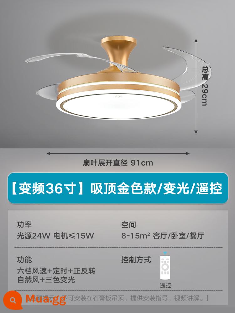 Đèn quạt trần Oaks Đèn quạt trần Phòng ăn Phòng khách Đèn tắt tiếng tại nhà Phòng ngủ hiện đại sang trọng Đèn treo trần tích hợp Đèn quạt trần tích hợp - [Full Spectrum] Vàng 36 inch - tần số thay đổi 6 tốc độ gió - ánh sáng thay đổi - điều khiển từ xa