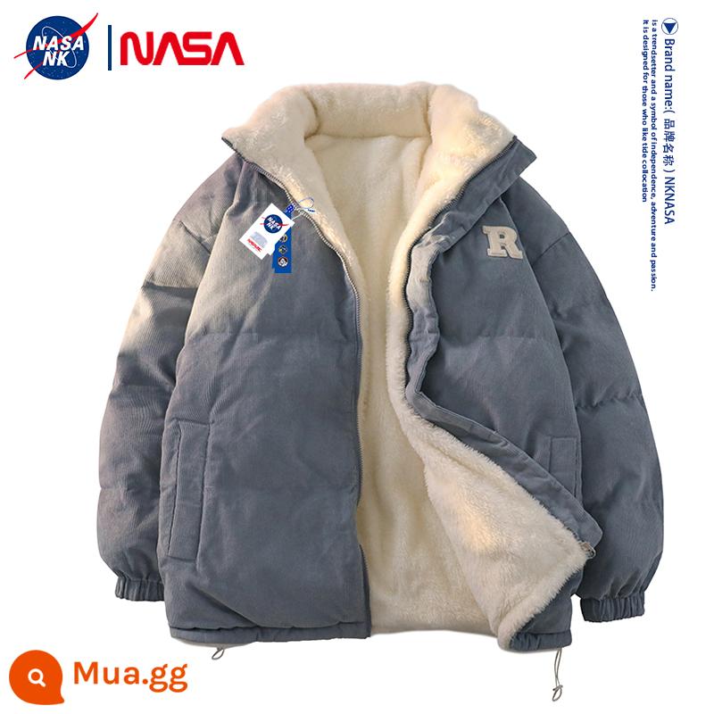 NASA đồng thương hiệu cừu nhung áo khoác cotton áo khoác nam mùa đông xuống áo khoác bông Klein màu xanh bông áo khoác vải to sợi áo khoác - màu xanh da trời