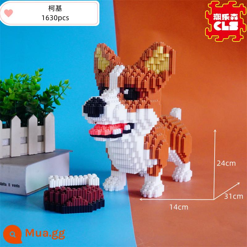 Guochao Khối Xây Dựng Hạt Nhỏ Đồ Chơi Lắp Ráp Thích Hợp Cho Bé Gái Lego Series Xingdelue Xếp Hình Quà Tặng Giáng Sinh - Corgi cực lớn [có thức ăn cho chó] + búa