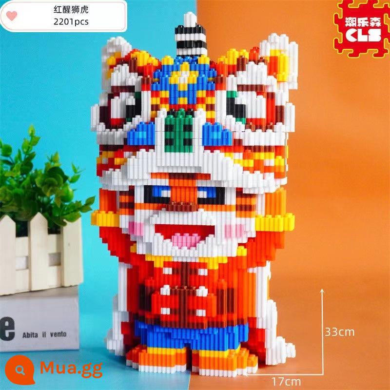 Guochao Khối Xây Dựng Hạt Nhỏ Đồ Chơi Lắp Ráp Thích Hợp Cho Bé Gái Lego Series Xingdelue Xếp Hình Quà Tặng Giáng Sinh - Màu xám đậm cực lớn màu đỏ thức tỉnh Liger + Búa