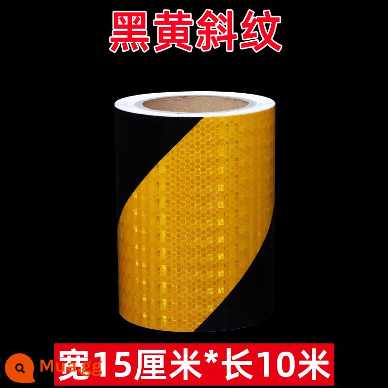 15 cm màu đỏ và trắng twill miếng dán phản quang giao thông ban đêm dấu hiệu cảnh báo chống va chạm nhãn dán dạ quang làm nổi bật băng màu đen và vàng - Ngôi sao sáng đan chéo màu đen và vàng-15cm*10 mét