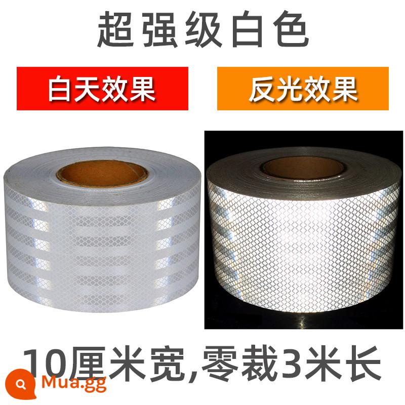 5cm siêu mạnh ban đêm miếng dán phản quang dải cột cảnh báo giao thông chống va chạm dấu hiệu cảnh báo miếng dán băng dạ quang nổi bật - Siêu cấp-trắng-10cm*3m