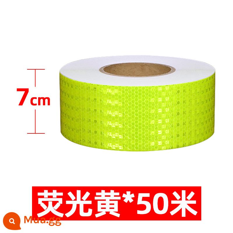 Rộng 7cm ban đêm miếng dán phản quang dải cột cảnh báo giao thông đường bộ dạ quang nổi bật chống va chạm miếng dán biển cảnh báo băng - Ngôi Sao Sáng-Huỳnh Quang Màu Vàng-7cm*50m