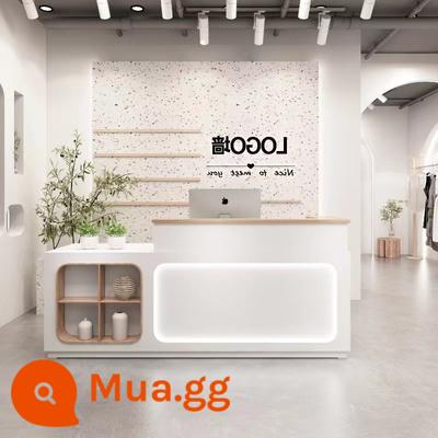 Quầy tính tiền đơn giản hiện đại shop quần áo nhỏ quầy quầy bar thẩm mỹ viện quầy bar quầy lễ tân quán trà sữa - Hướng bên phải màu trắng tinh khiết (có đèn)