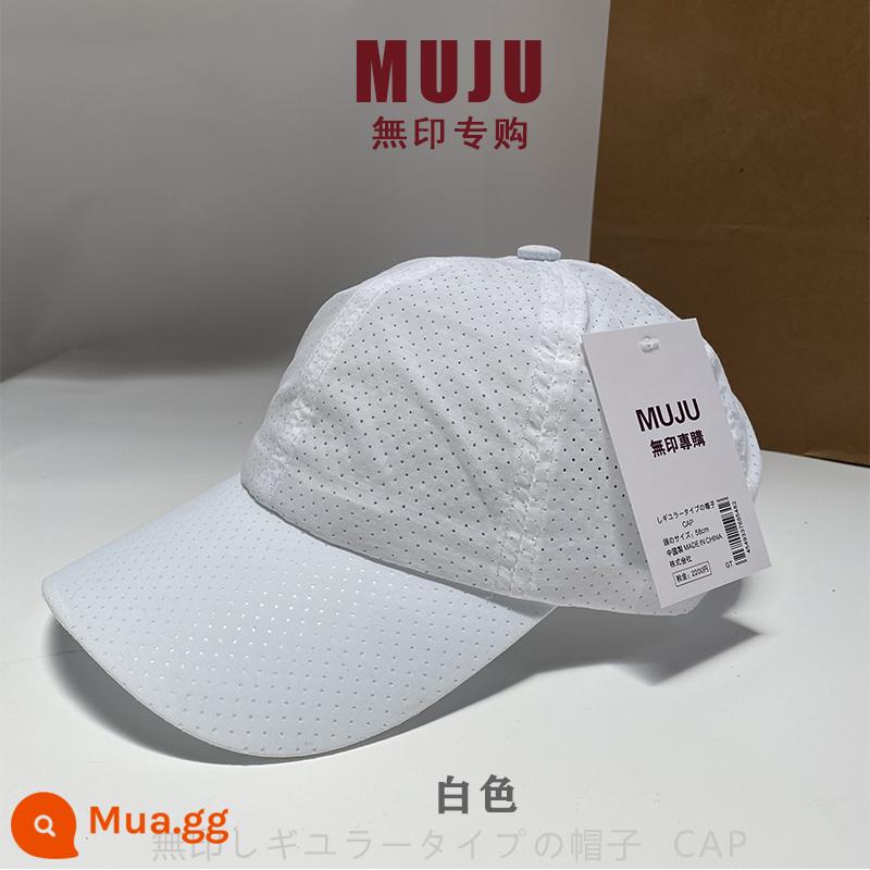 MUJI nhanh khô mũ thoáng khí mùa hè lưới chống tia cực tím mũ bóng chày thể thao đỉnh cao mũ lưỡi trai nam nữ mỏng phần - Màu trắng (phiên bản lưới đầy lỗ)