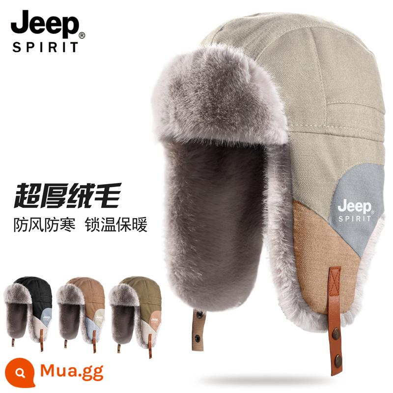 JEEP Mũ Ấm Áp Nam Mùa Đông 2023 Lôi Phong Nón Phi Công Đông Bắc Mũ Lạnh Nữ Bảo Vệ Tai Subzero Chất Chống Đông - 0632 Kaki