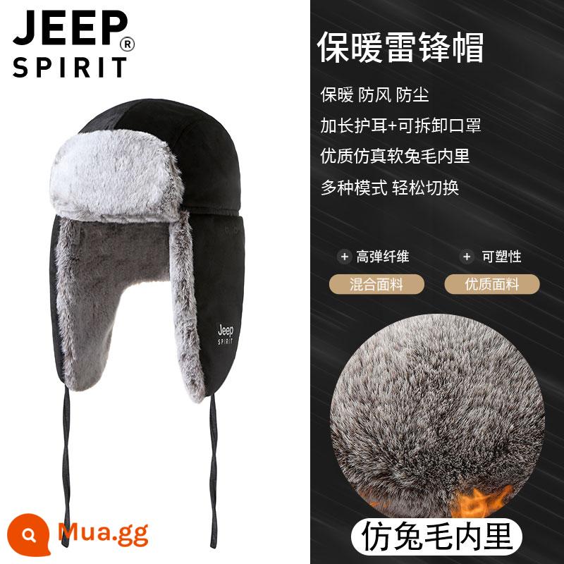 JEEP Mũ Ấm Áp Nam Mùa Đông 2023 Lôi Phong Nón Phi Công Đông Bắc Mũ Lạnh Nữ Bảo Vệ Tai Subzero Chất Chống Đông - Loại dây đen A0436 (nhung siêu mềm)