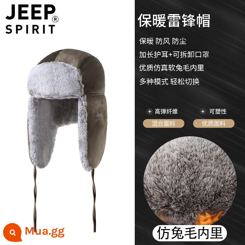 JEEP Mũ Ấm Áp Nam Mùa Đông 2023 Lôi Phong Nón Phi Công Đông Bắc Mũ Lạnh Nữ Bảo Vệ Tai Subzero Chất Chống Đông - A0436 loại dây màu xanh quân đội (nhung mịn siêu mềm)