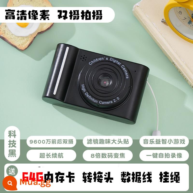 Sinh Viên Đảng Camera Di Động Ảnh Độ Nét Cao Mini Có Thể In Quà Sinh Nhật Camera Trẻ Em Đồ Chơi Trẻ Em - Đen [Camera kép HD] với thẻ nhớ 64G