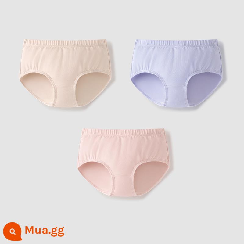 Chuối Quần Lót Trẻ Em 355C Cotton Kháng Khuẩn Boxer Quần Lót Bé Trai Màu Sắc Tương Phản Quần Lót Tam Giác Nữ 3 Cái - [Tam giác nữ] Ngọc trai hồng + Da quế + Tím Iceland