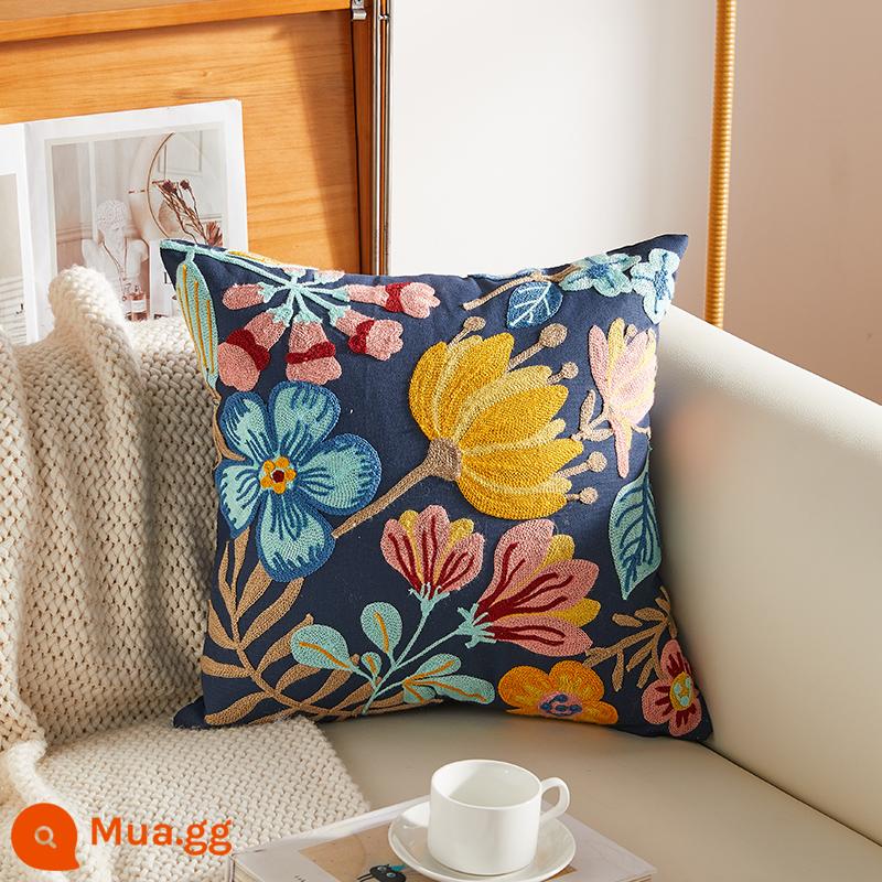 Mỹ mục vụ ánh sáng sang trọng cao cấp thêu gối sofa phòng khách cao cấp đầu giường đệm lưng gối không chứa lõi - Gối thêu chuông hoa cúc