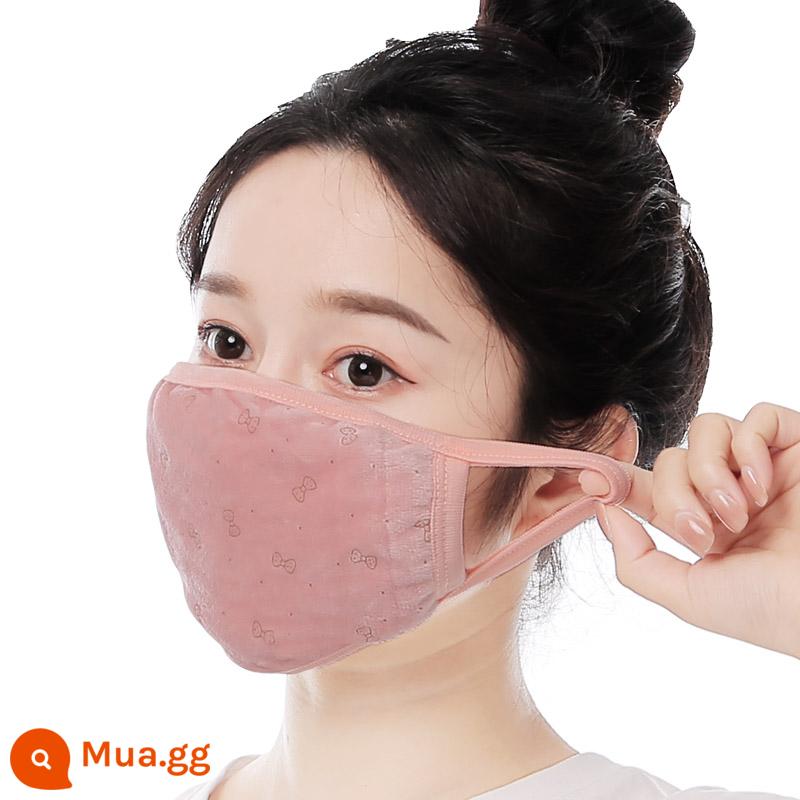 Khẩu trang cotton cho nam mùa đông giữ ấm và chống lạnh Khẩu trang dành cho phụ nữ trưởng thành không bó sát tai phong cách hợp thời trang có thể giặt được chống bụi và thoáng khí - 1 chiếc nơ siêu mềm (hồng cam)