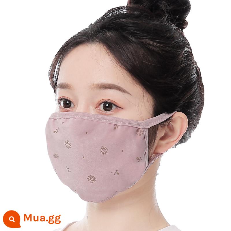 Khẩu trang cotton cho nam mùa đông giữ ấm và chống lạnh Khẩu trang dành cho phụ nữ trưởng thành không bó sát tai phong cách hợp thời trang có thể giặt được chống bụi và thoáng khí - 1 bông hồng siêu mềm (đậu)