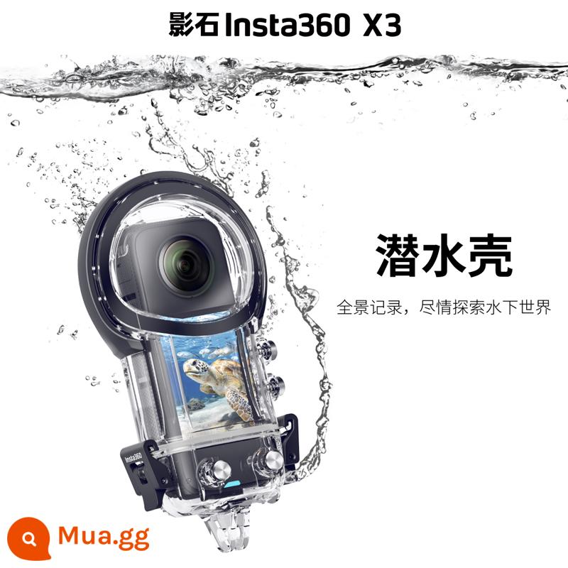 insta360X3 túi lưu trữ pin sạc quản gia bộ chuyển đổi âm thanh đèn flash vượt qua đồng hành vỏ bảo vệ gương bảo vệ - Vỏ lặn nguyên bản X3