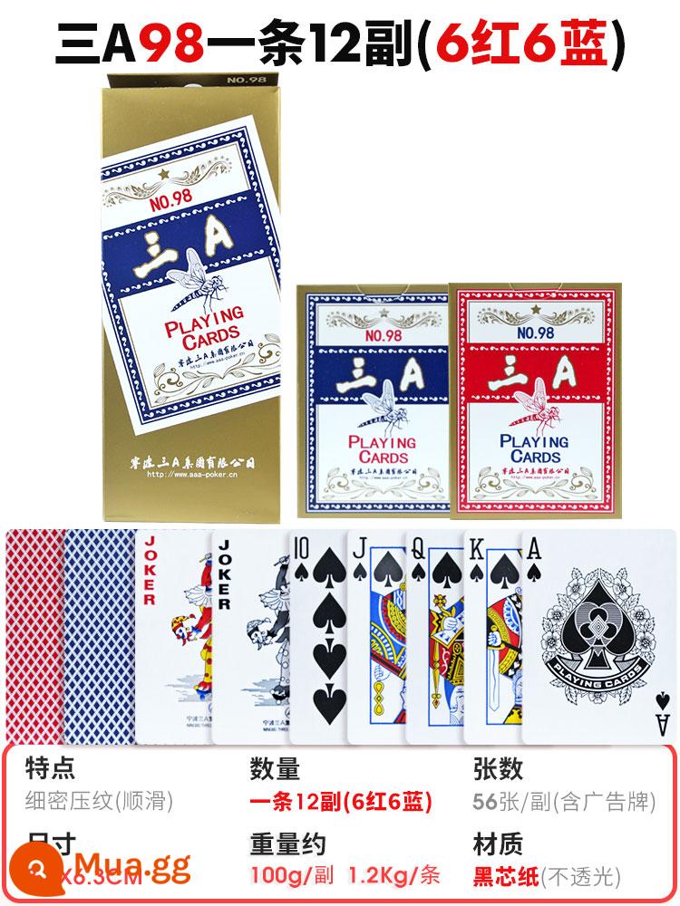 Poker đặc biệt Baccarat full box 144 cặp sỉ bản rộng dày giấy lõi đen Texas Bucks 3 A08 - Ba chiếc A98 12 đôi (6 đỏ 6 xanh)