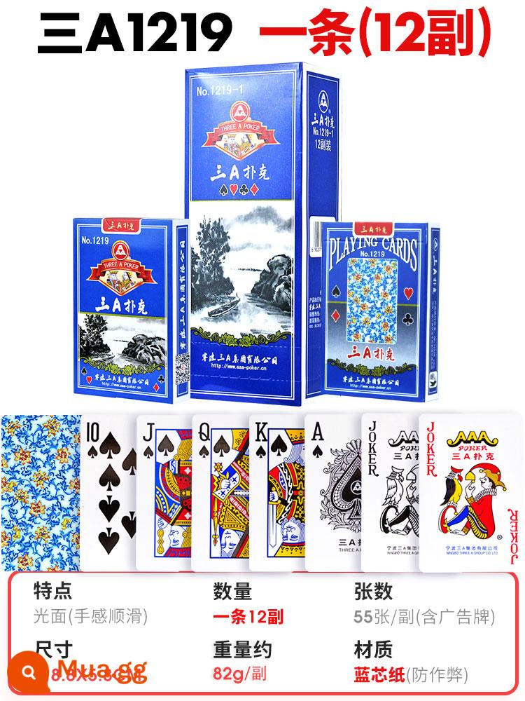 3a poker dày và cứng poker dành cho người lớn poker chính hãng bán buôn Doudizhu sáng tạo thẻ chơi nhân vật lớn 10 đôi - Ba chiếc A1219 12 đôi (xi sứ xanh trắng)