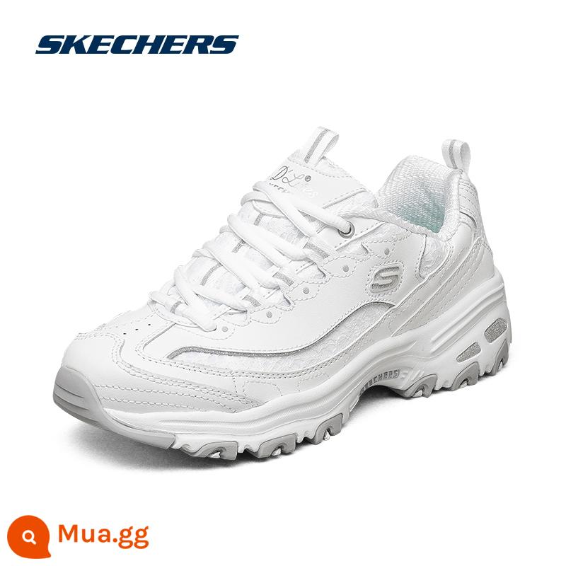 Skechechessskechers Little Fragrance Daddy Shoes Giày nữ Panda Xu hướng Morida Riveting Riveted Bear Giày thể thao giản dị - WHT-White-11959-Gấu ren cổ điển