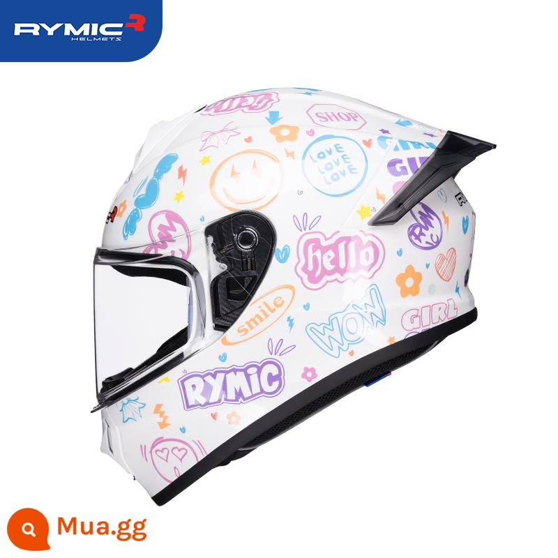 RYMIC mũ bảo hiểm nam nữ full mũ bảo hiểm retro đầu máy mũ bảo hiểm chạy đua đầu máy xe máy bốn mùa bluetooth chống sương mù - Candy (tặng kính đen + miếng dán chống sương mù + mũ đội đầu)