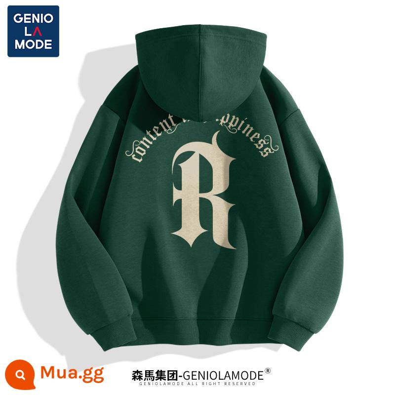 Semir Group GENIOLAMODE gốc Mỹ có mũ trùm đầu áo khoác nam dày dặn màu xám mùa thu đông - Rừng xanh (phông chữ cổ điển chiến thắng bid_nhãn mặt sau phông chữ cổ điển lớn)