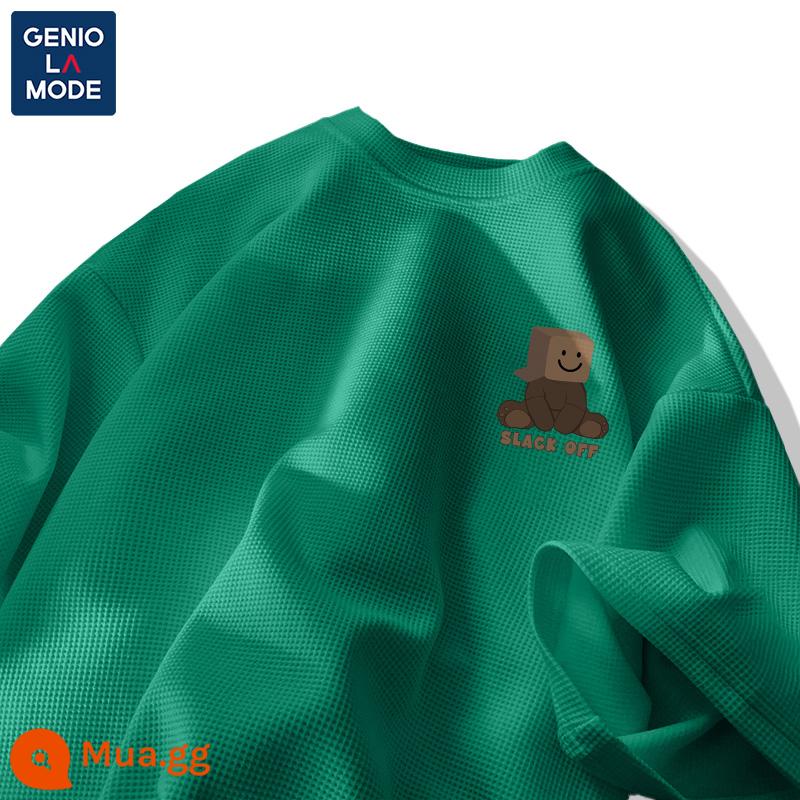 Semir Group GENIOLAMODE triều thương hiệu T-shirt nam mùa hè tuổi teen nam sinh viên waffle nam ngắn tay - [Tay ngắn] Màu xanh lá cây (Logo ngực hộp gấu)