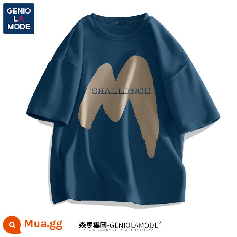 Semir Group GENIOLAMODE Áo thun cotton nam ngắn tay đường phố mùa hè dành cho nam hợp thời trang dành cho nam - Azure (Lớn Rất Lớn Umm)