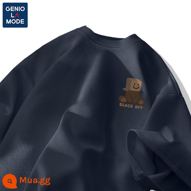 Semir Group GENIOLAMODE triều thương hiệu T-shirt nam mùa hè tuổi teen nam sinh viên waffle nam ngắn tay - [Tay ngắn] Xám đậm (Logo ngực hộp gấu)