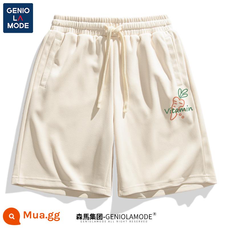 Tập đoàn Semir GENIOLAMODE quần short nam học sinh trung học thể thao Nhật Bản nặng mùa hè bóng rổ nam quần năm điểm - Màu be nhạt (nhãn quần Nutritional Vita)