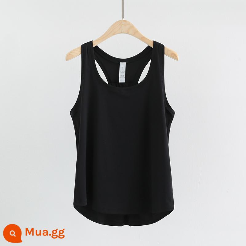 Cổ tích yoga quần áo nữ rời nhanh khô chạy tập thể dục hàng đầu vest không tay áo khoác ngoài thể thao áo mùa hè - đen