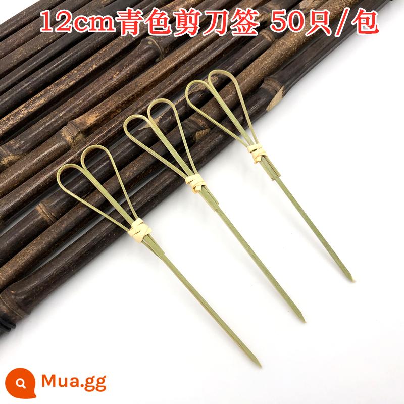 Bản hợp đồng trái cây dùng một lần ký tên Sandwich Fork Art có chữ ký của Sugar Bánh B tre Burger - Cuốc cắt kéo màu xanh lam 12cm (50 chiếc)