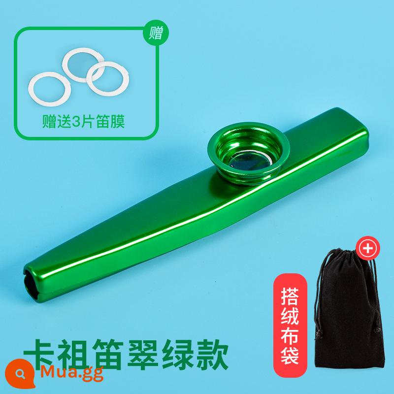 kazoo kim loại kazoo chuyên nghiệp kazoo di động người mới bắt đầu chơi nhạc cụ kazoo nhỏ đơn giản - Mẫu Kazoo xanh + túi nhung [bao gồm 3 miếng màng sáo]