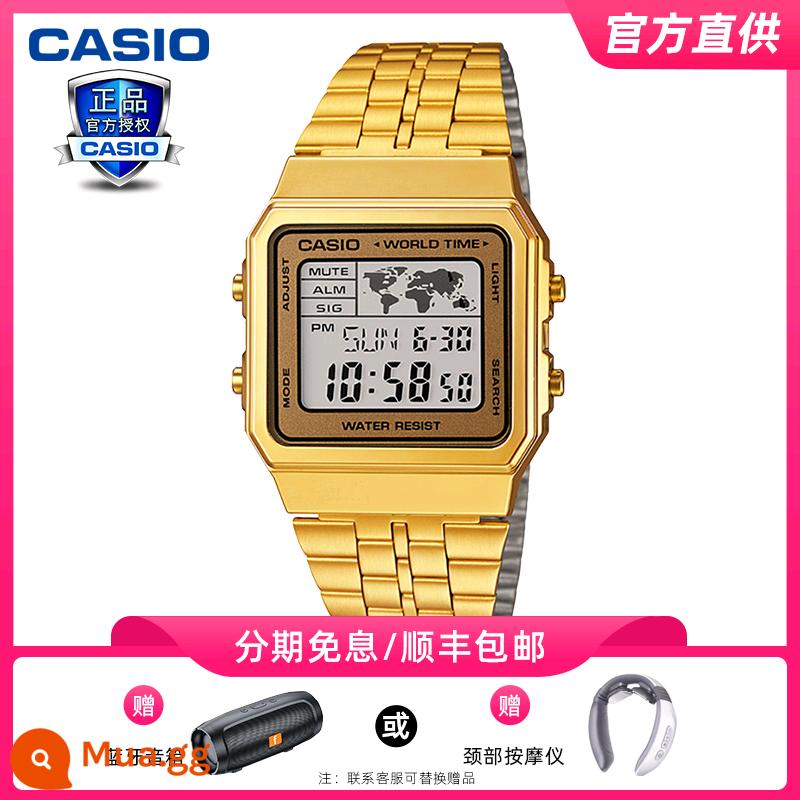 Đồng hồ CASIO nam năng lượng mặt trời đen chiến binh thể thao đồng hồ điện tử nữ đồng hồ chính hãng chính hãng AQS810w - [Trang phục thời thượng-Núi vàng nhỏ] A500WGA-9PR [Loa Bluetooth miễn phí]