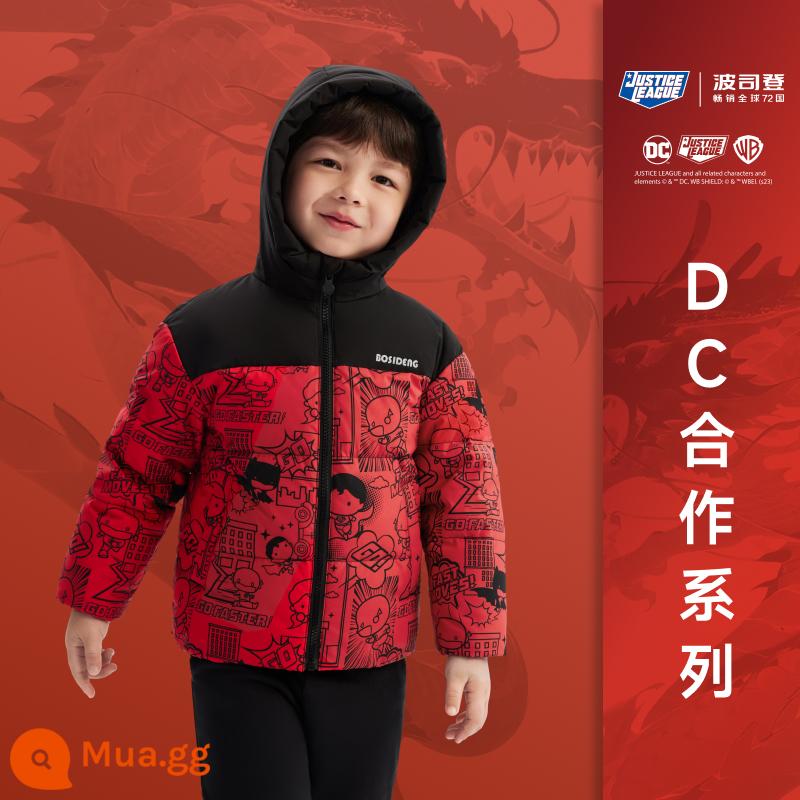 [IP Joint Series] Bosideng Boys Down Jacket Winter 2023 New Ultraman Áo khoác dày ngắn hợp thời trang - truyện tranh nền đỏ dc in đầy đủ/đen|80LB