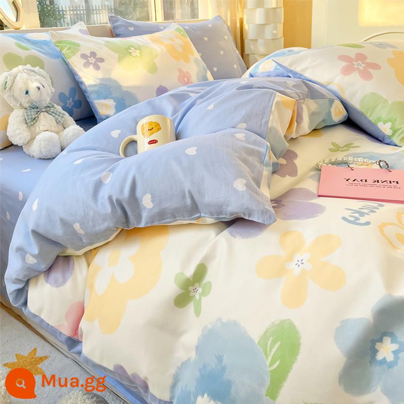 Cotton nguyên chất vỏ chăn đơn mảnh 100 cotton dày 180cm vỏ chăn đơn 150x200x230 ký túc xá 1.5m chăn - Thỏ dễ thương